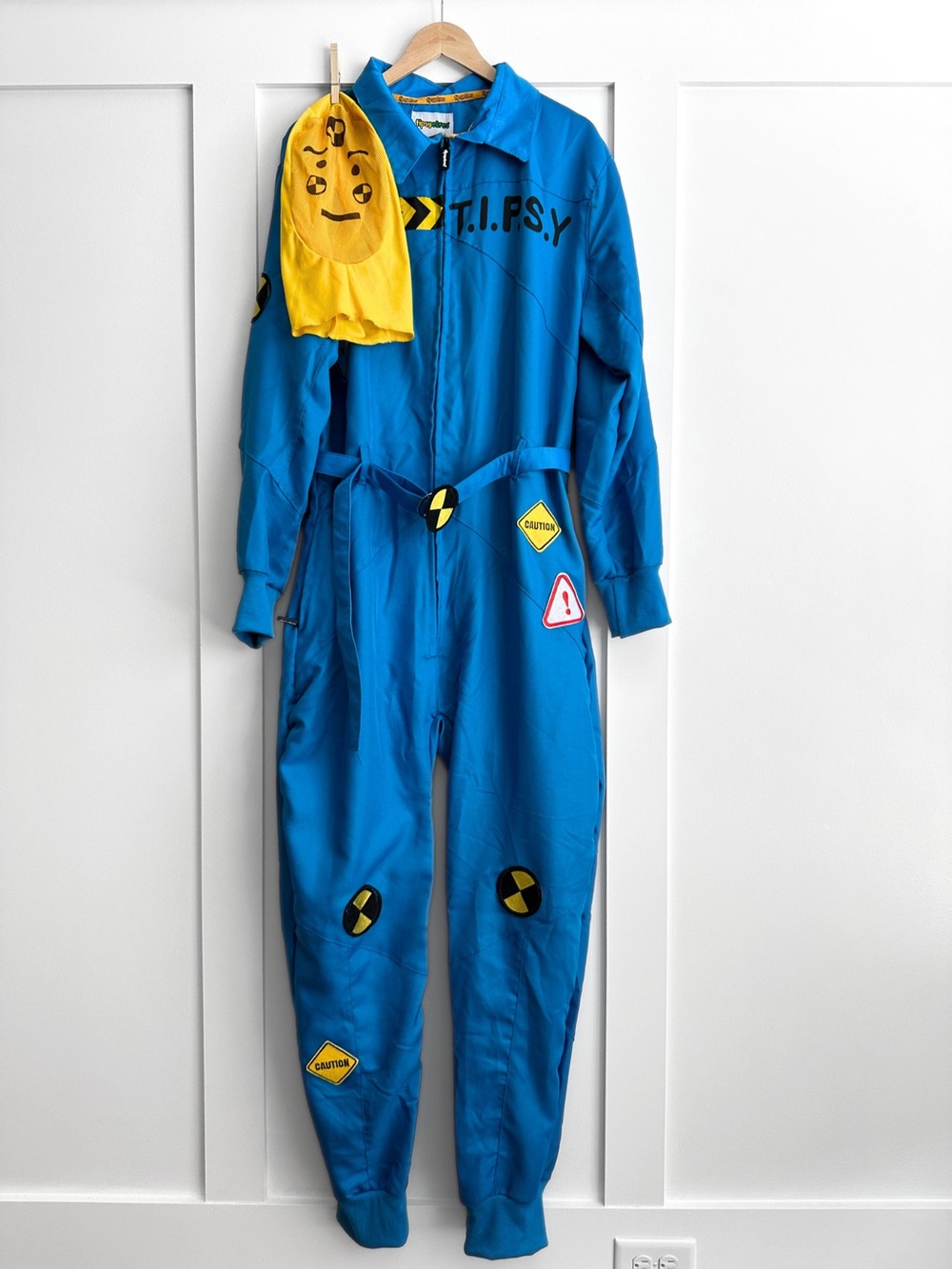 Tipsy Elves Men’s Crash Test Dummy Adult Halloween Costume Jumpsuit Size Large